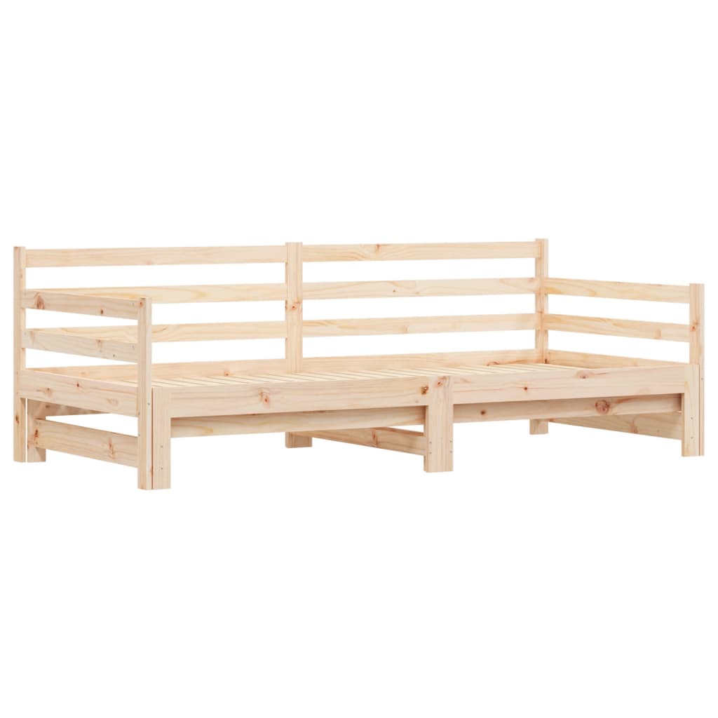 Slaapbank Met Onderschuifbed 90X190 Cm Massief Grenenhout 80 x 200 cm Naturel