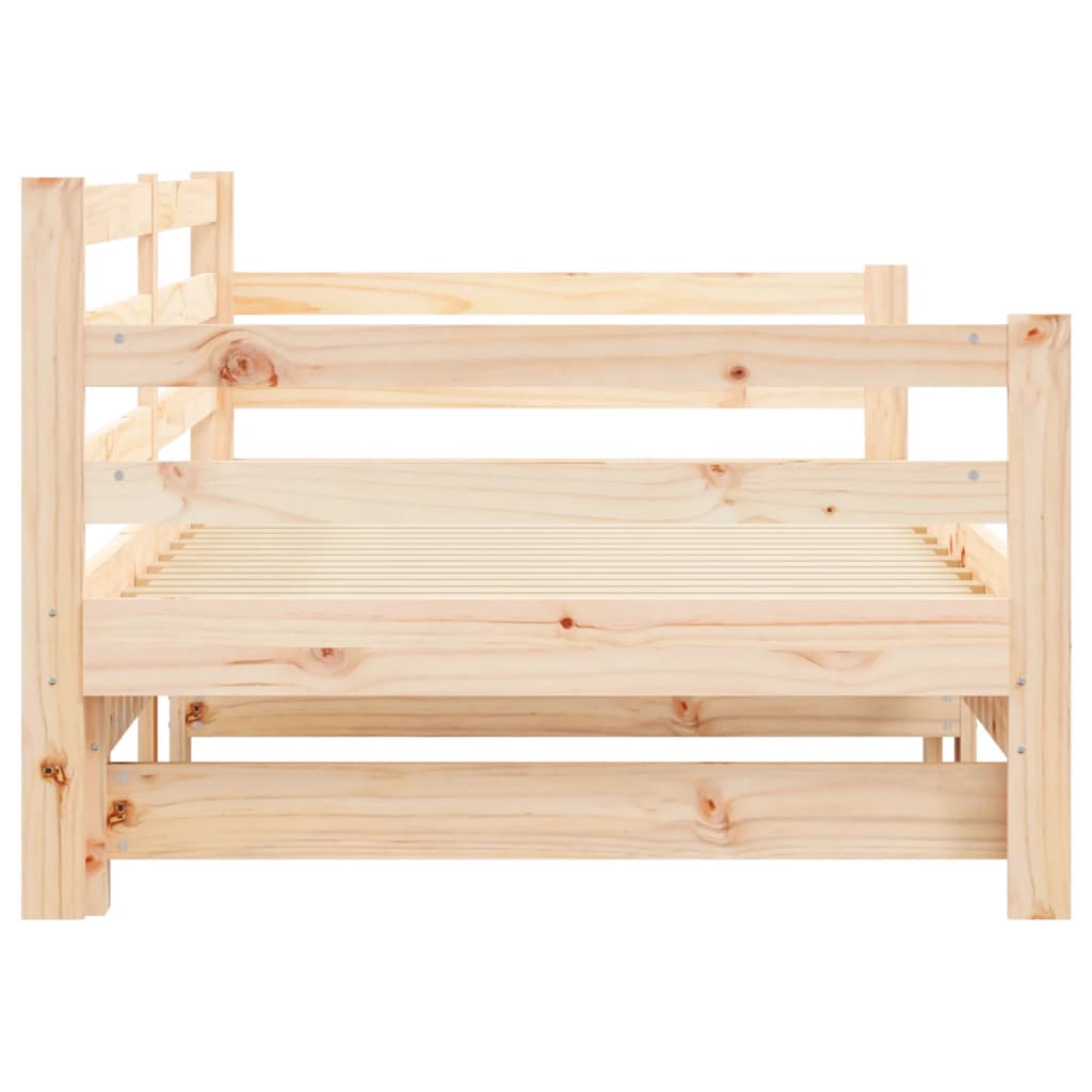 Slaapbank Met Onderschuifbed 90X190 Cm Massief Grenenhout 80 x 200 cm Naturel