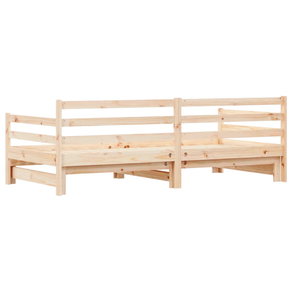 Slaapbank Met Onderschuifbed 90X190 Cm Massief Grenenhout 80 x 200 cm Naturel