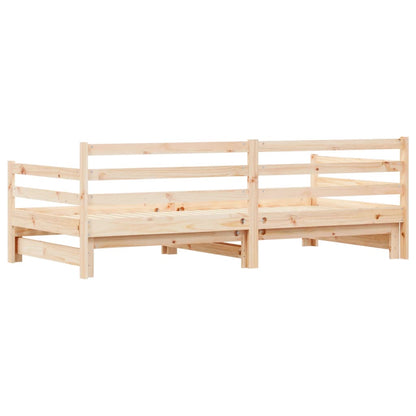 Slaapbank Met Onderschuifbed 90X190 Cm Massief Grenenhout 80 x 200 cm Naturel