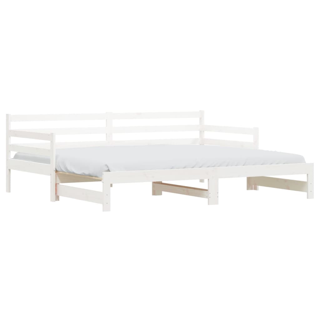 Slaapbank Met Onderschuifbed Massief Grenenhout 90 x 190 cm Wit