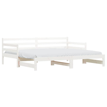 Slaapbank Met Onderschuifbed Massief Grenenhout 90 x 190 cm Wit