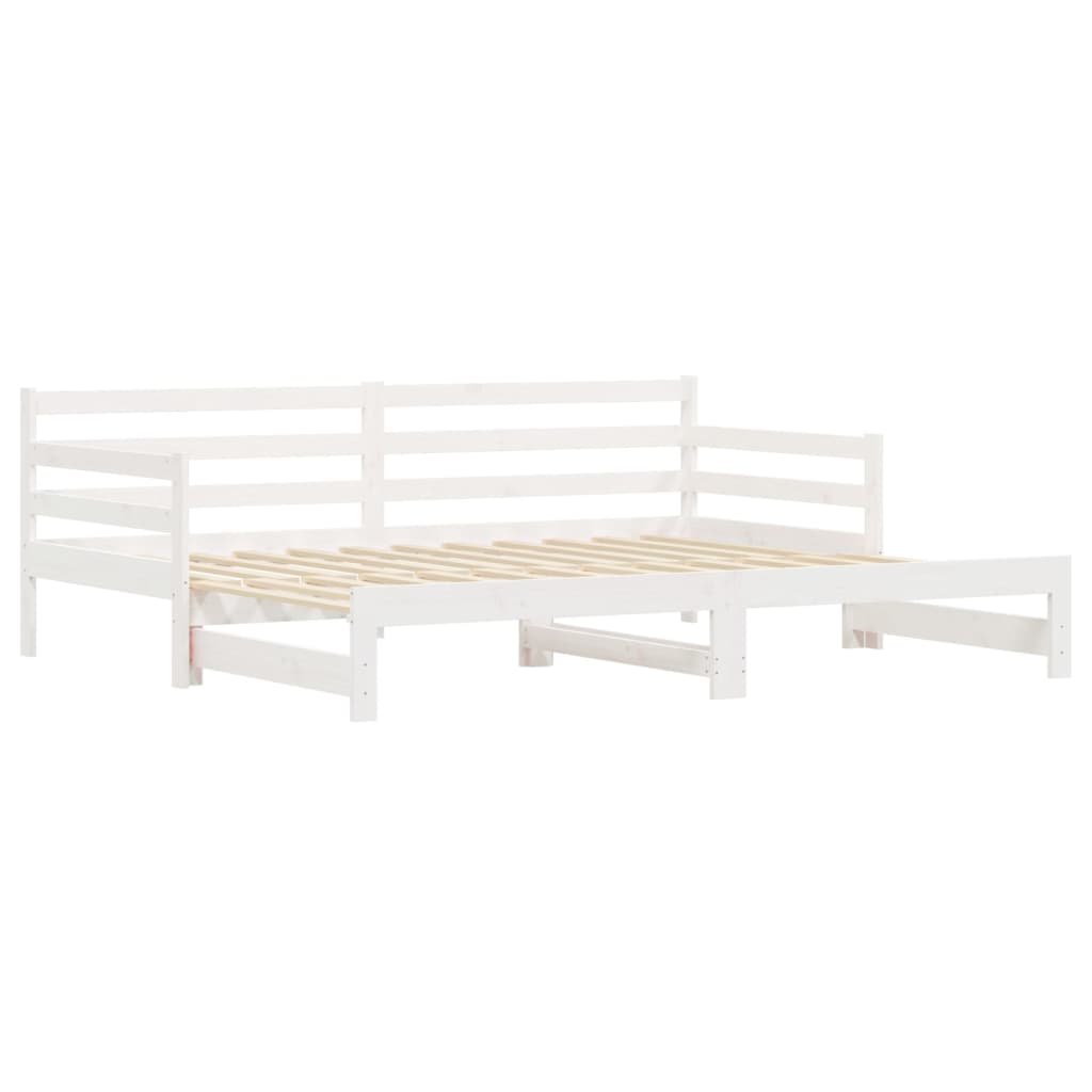 Slaapbank Met Onderschuifbed Massief Grenenhout 90 x 190 cm Wit