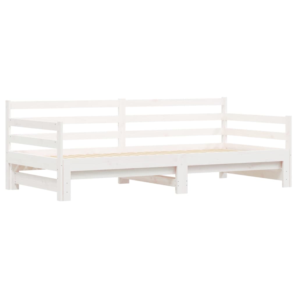 Slaapbank Met Onderschuifbed Massief Grenenhout 90 x 190 cm Wit