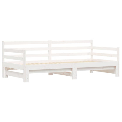 Slaapbank Met Onderschuifbed Massief Grenenhout 90 x 190 cm Wit