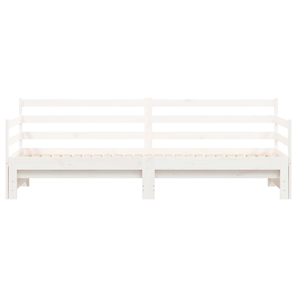 Slaapbank Met Onderschuifbed Massief Grenenhout 90 x 190 cm Wit