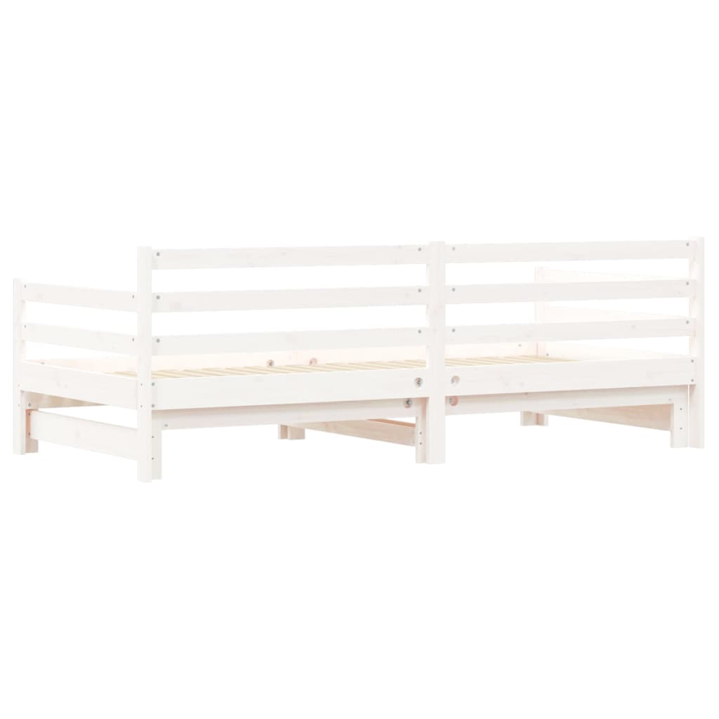 Slaapbank Met Onderschuifbed Massief Grenenhout 90 x 190 cm Wit