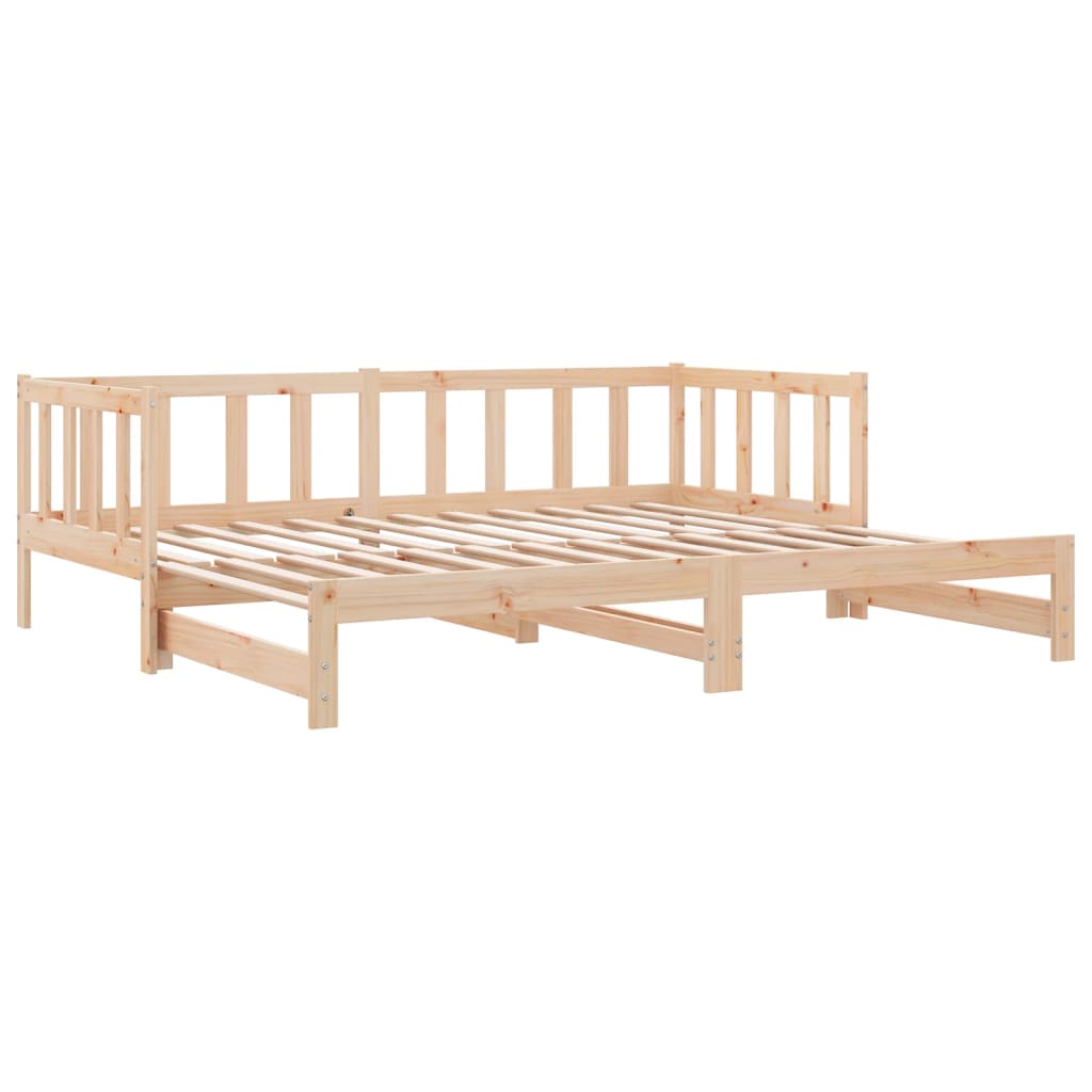 Slaapbank Met Onderschuifbed Massief Grenenhout 90 x 190 cm Naturel