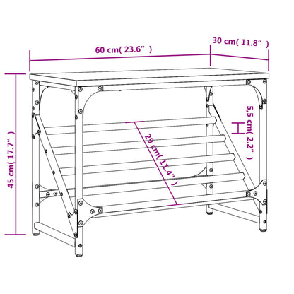 Schoenenrek 60X30X45 Cm Bewerkt Hout Gerookt Eikenkleurig