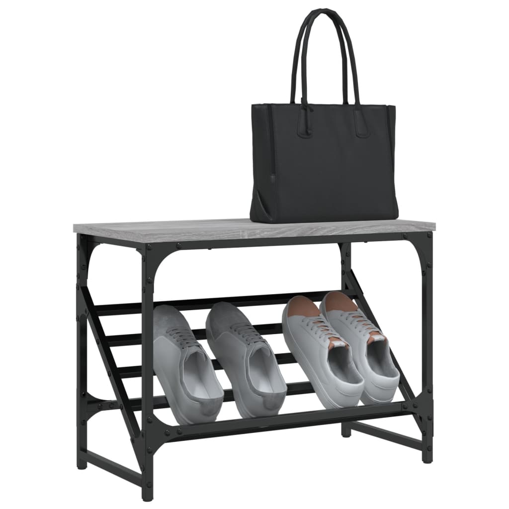 Schoenenrek Bewerkt Hout 60 x 30 x 45 cm Grijs sonoma