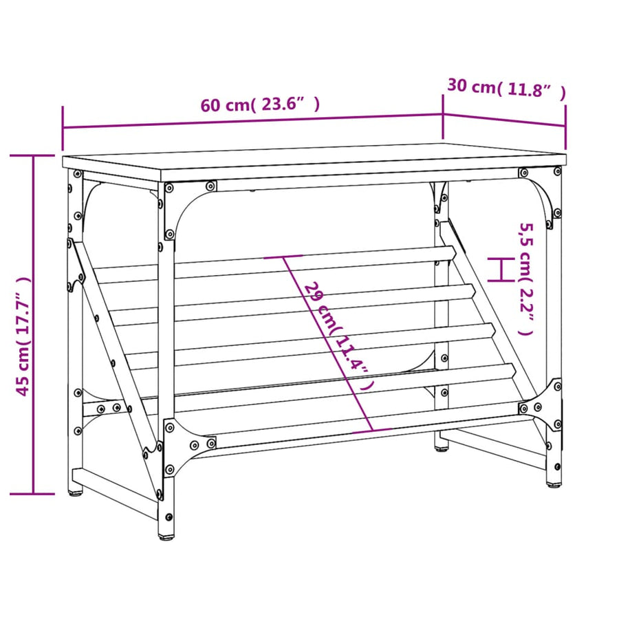 Schoenenrek Bewerkt Hout 60 x 30 x 45 cm Grijs sonoma
