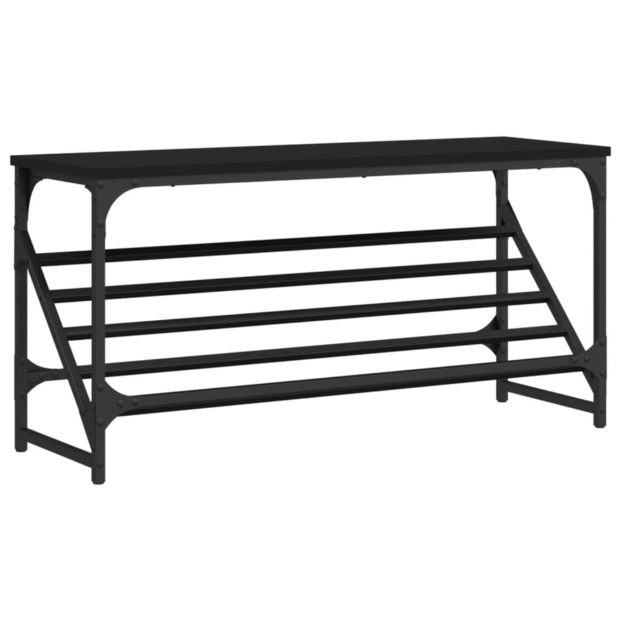 Schoenenrek 90X30X45 Cm Bewerkt Hout Zwart