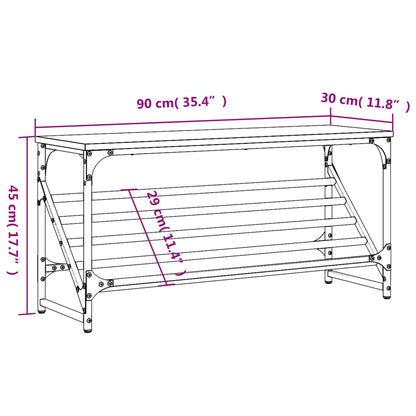 Schoenenrek Bewerkt Hout Eikenkleurig 90 x 30 x 45 cm Grijs sonoma