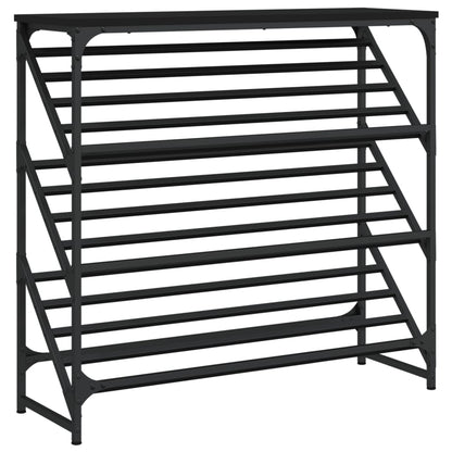 Schoenenrek Bewerkt Hout 90 x 30 x 85 cm Zwart
