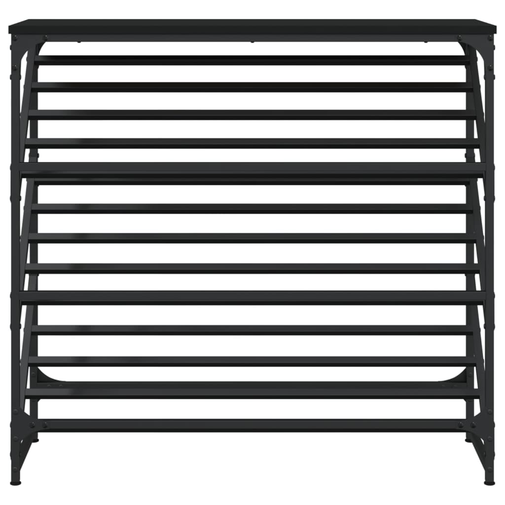 Schoenenrek Bewerkt Hout 90 x 30 x 85 cm Zwart