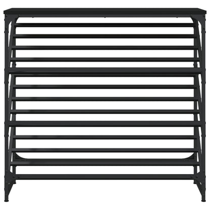 Schoenenrek Bewerkt Hout 90 x 30 x 85 cm Zwart