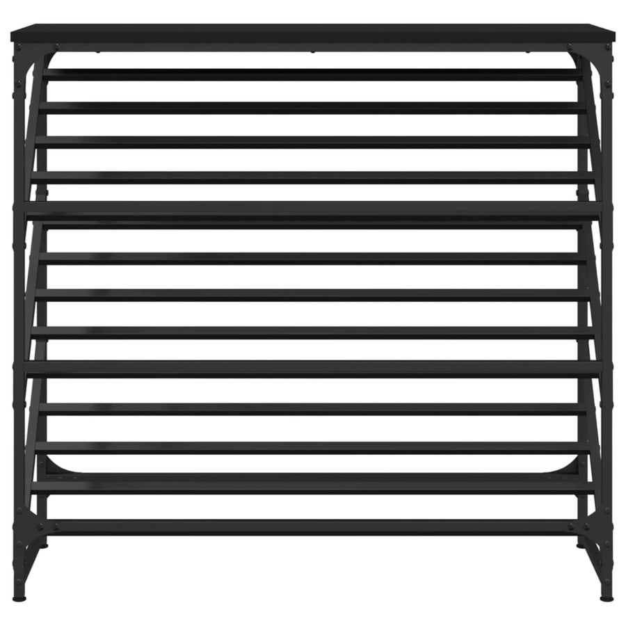 Schoenenrek Bewerkt Hout 90 x 30 x 85 cm Zwart