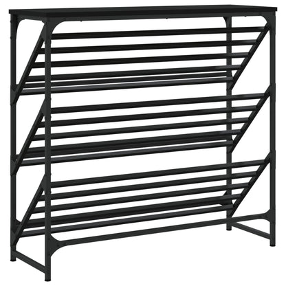 Schoenenrek Bewerkt Hout 90 x 30 x 85 cm Zwart