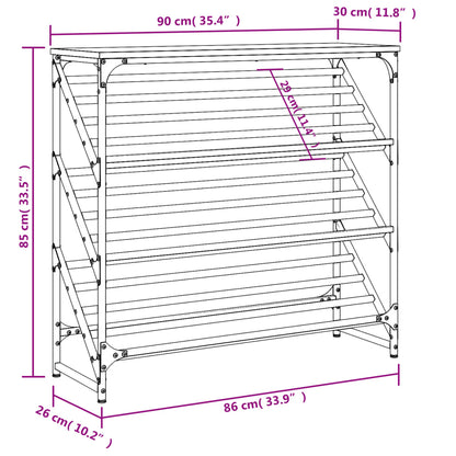 Schoenenrek Bewerkt Hout 90 x 30 x 85 cm Zwart