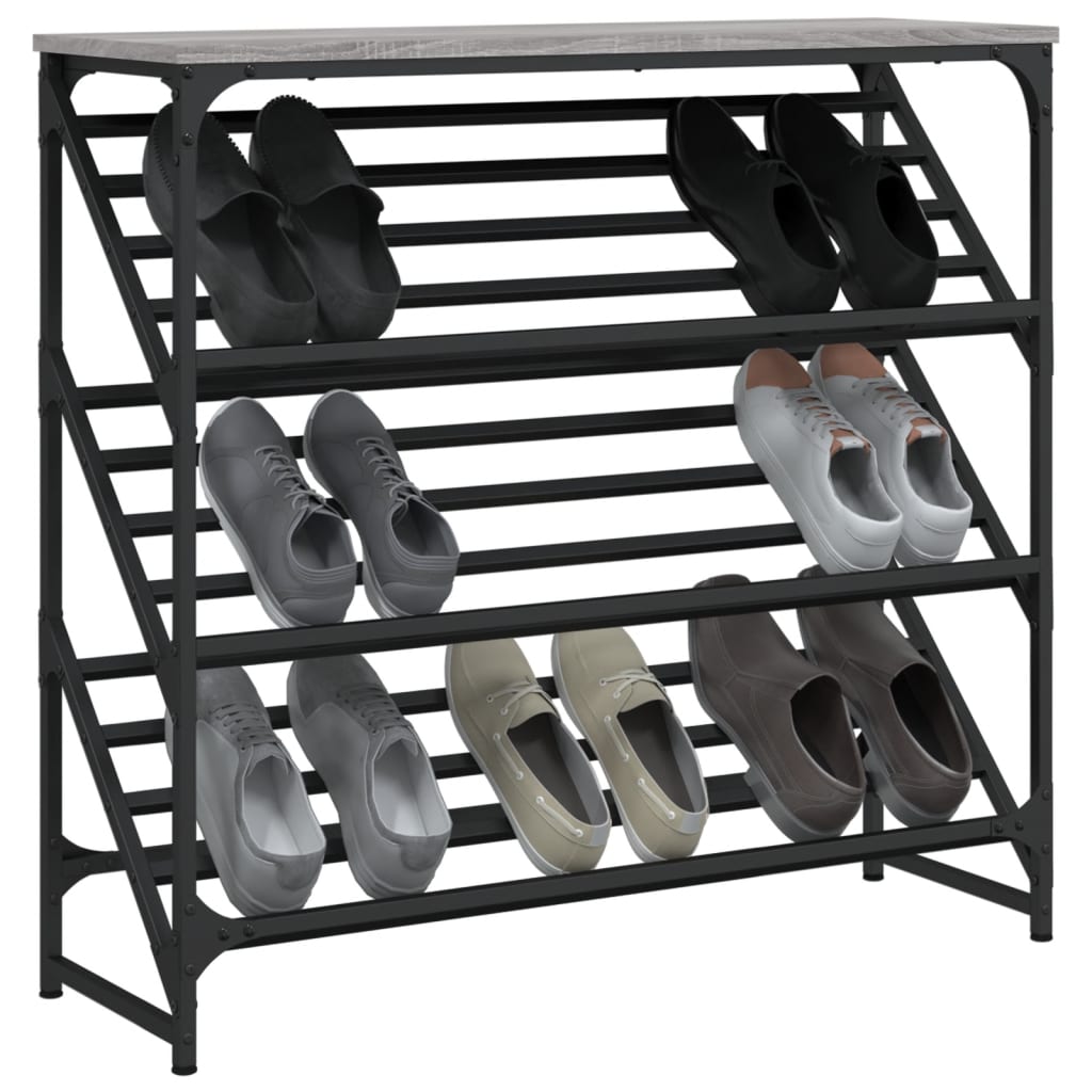 Schoenenrek Bewerkt Hout 90 x 30 x 85 cm Grijs sonoma