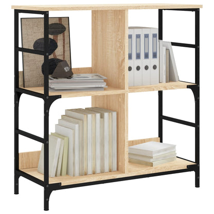 Boekenrek 78,5X33X82 Cm Bewerkt Hout En Ijzer Sonoma Eikenkleur