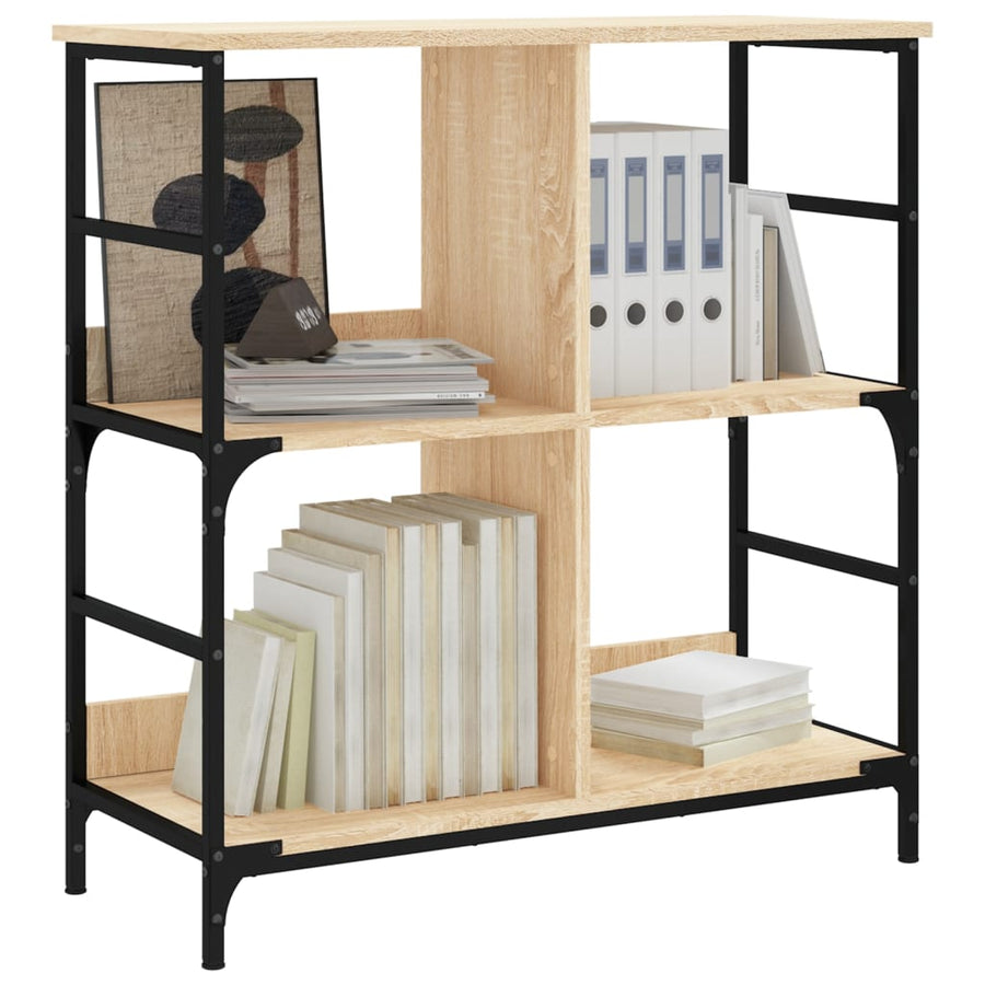 Boekenrek 78,5X33X82 Cm Bewerkt Hout En Ijzer Sonoma Eikenkleur