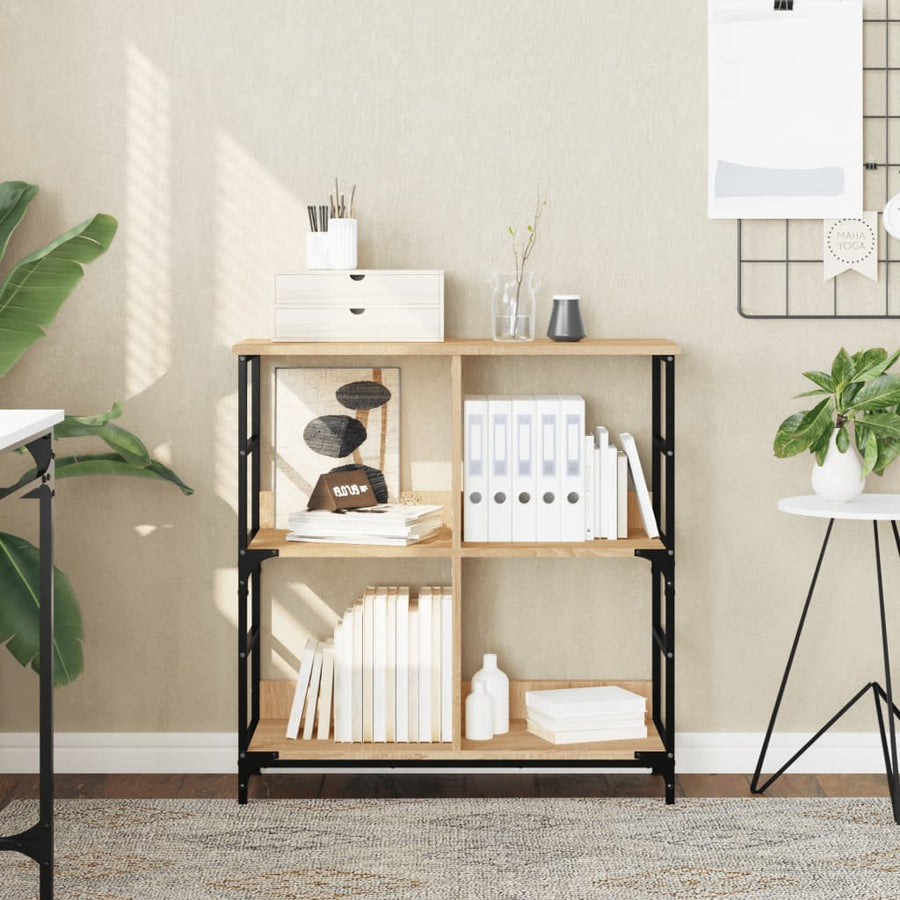 Boekenrek 78,5X33X82 Cm Bewerkt Hout En Ijzer Sonoma Eikenkleur