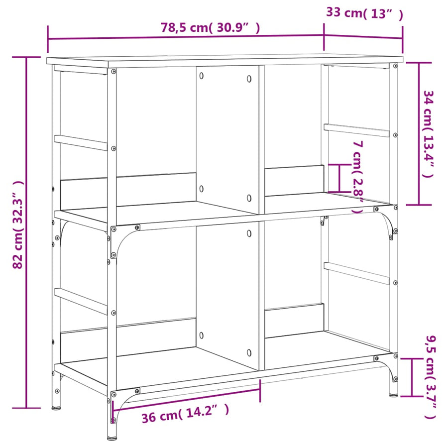 Boekenrek 78,5X33X Bewerkt Hout Kleurig 82 cm Gerookt eiken