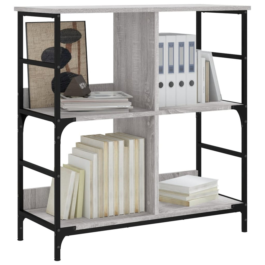 Boekenrek 78,5X33X82 Cm Bewerkt Hout Grijs Sonoma Eikenkleur