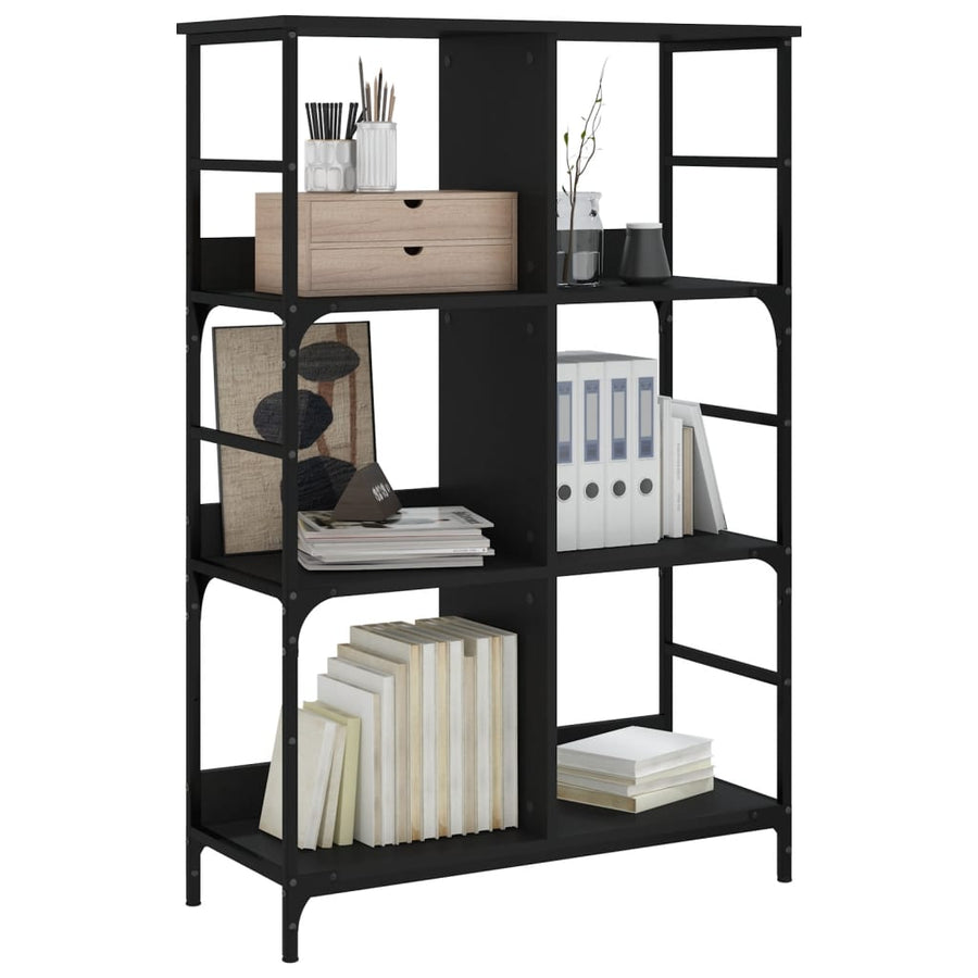 Boekenrek 78,5X33X117,5 Cm Bewerkt Hout Zwart