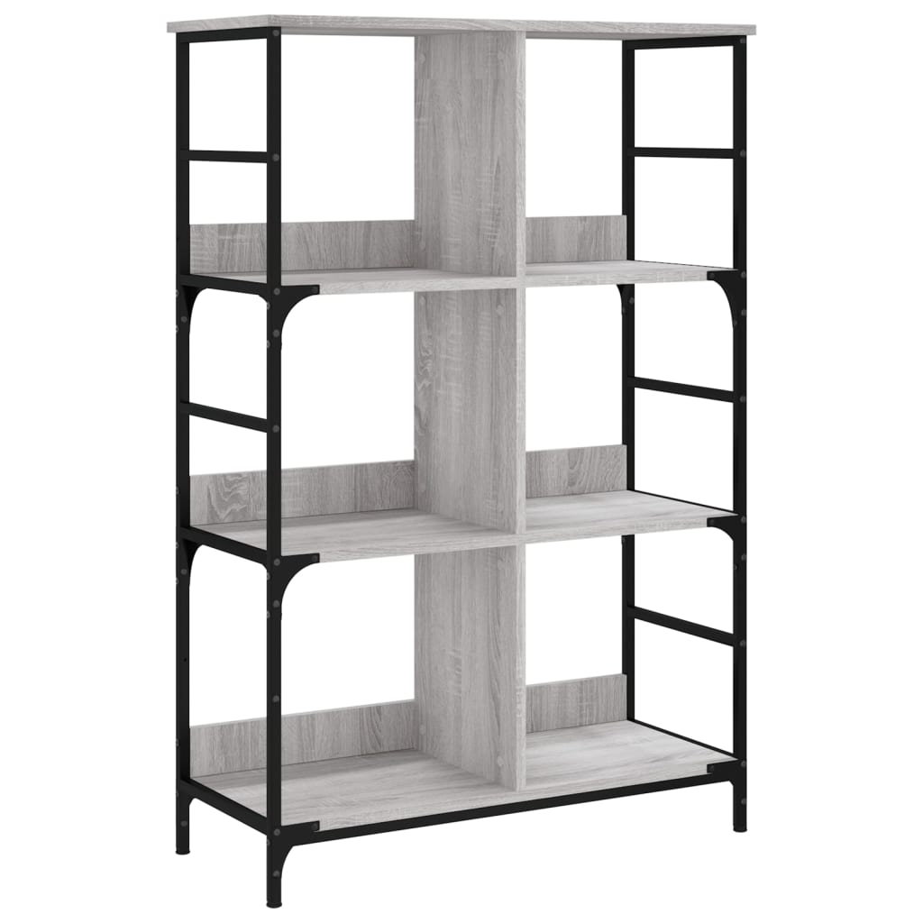 Boekenrek 78,5X33X117,5 Cm Bewerkt Hout Grijs Sonoma Eikenkleur