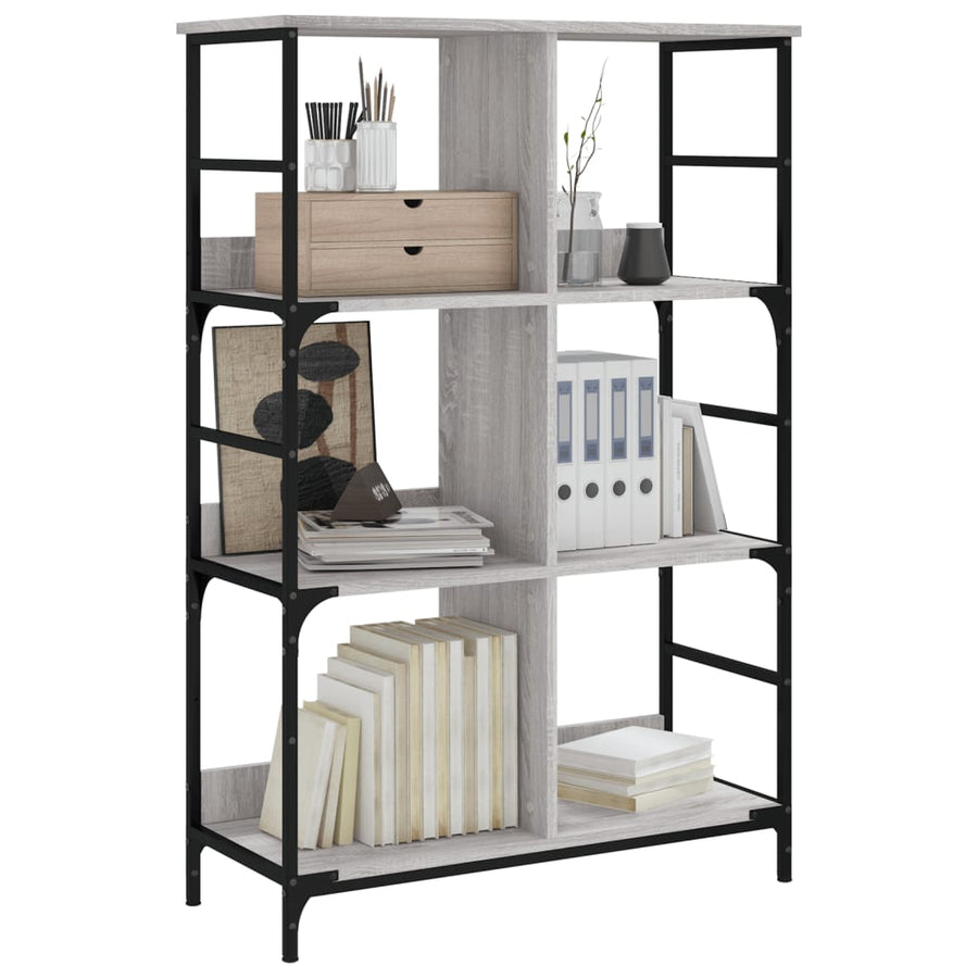 Boekenrek 78,5X33X117,5 Cm Bewerkt Hout Grijs Sonoma Eikenkleur