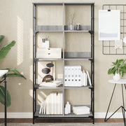 Boekenrek 78,5x33x153 cm bewerkt hout staal grijs