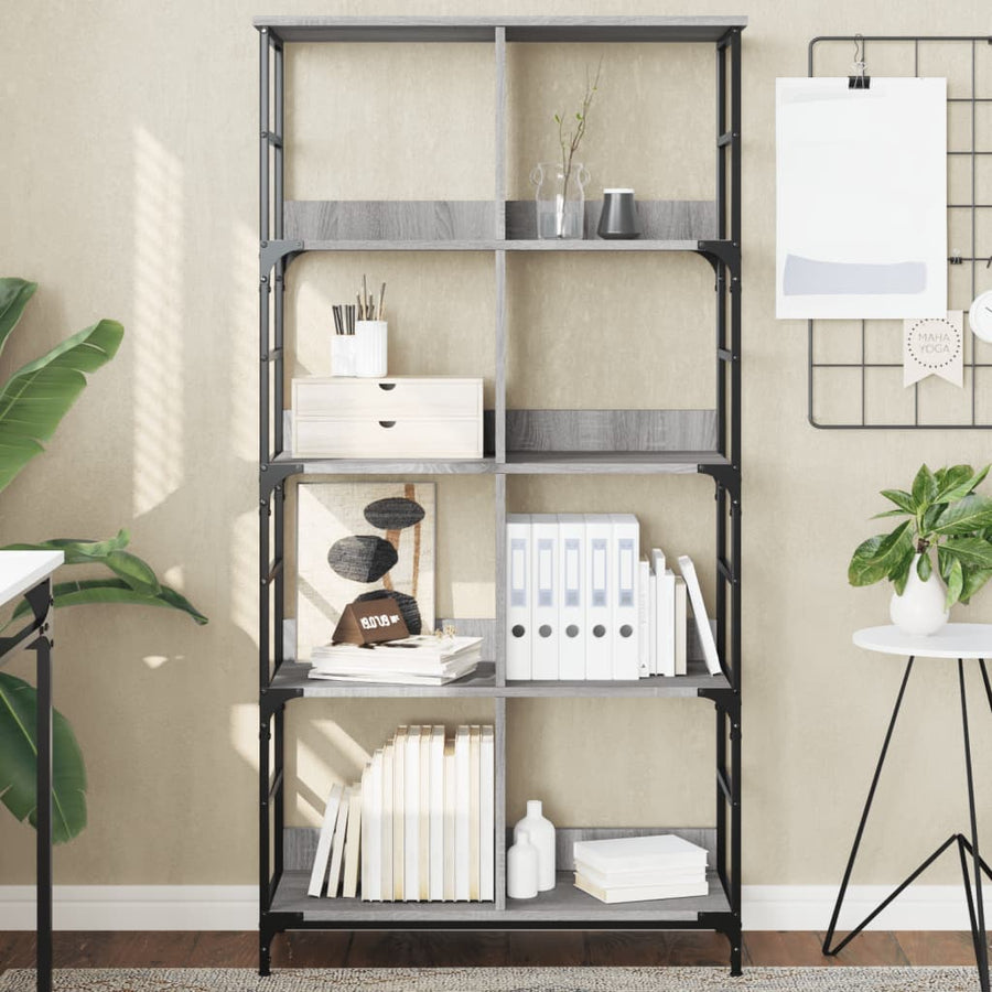 Boekenrek 78,5X33X153 Cm Bewerkt Hout Grijs Sonoma Eikenkleur