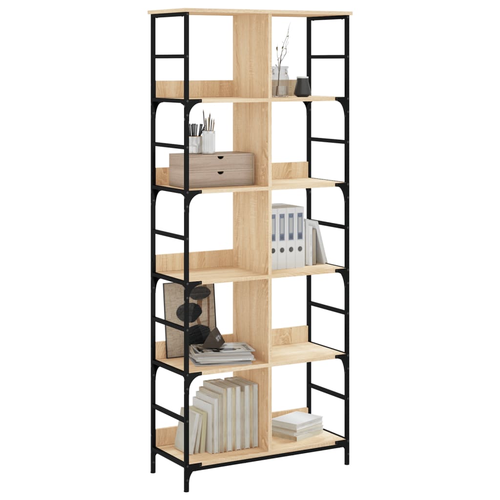 Boekenrek 78,5X33X188,5 Cm Bewerkt Hout Kleurig 188.5 cm