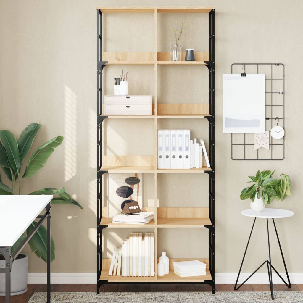 Boekenrek 78,5X33X188,5 Cm Bewerkt Hout Kleurig 188.5 cm