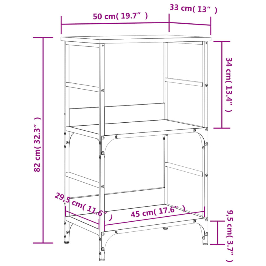 Boekenrek 50X33X82 Cm Bewerkt Hout Sonoma Eikenkleurig