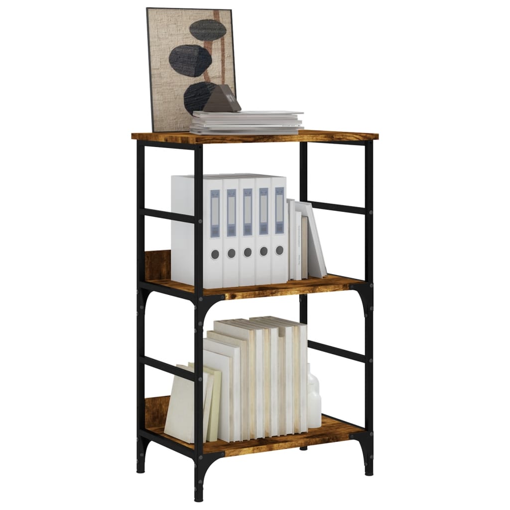 Boekenrek 50X33X82 Cm Bewerkt Hout Gerookt Eikenkleurig