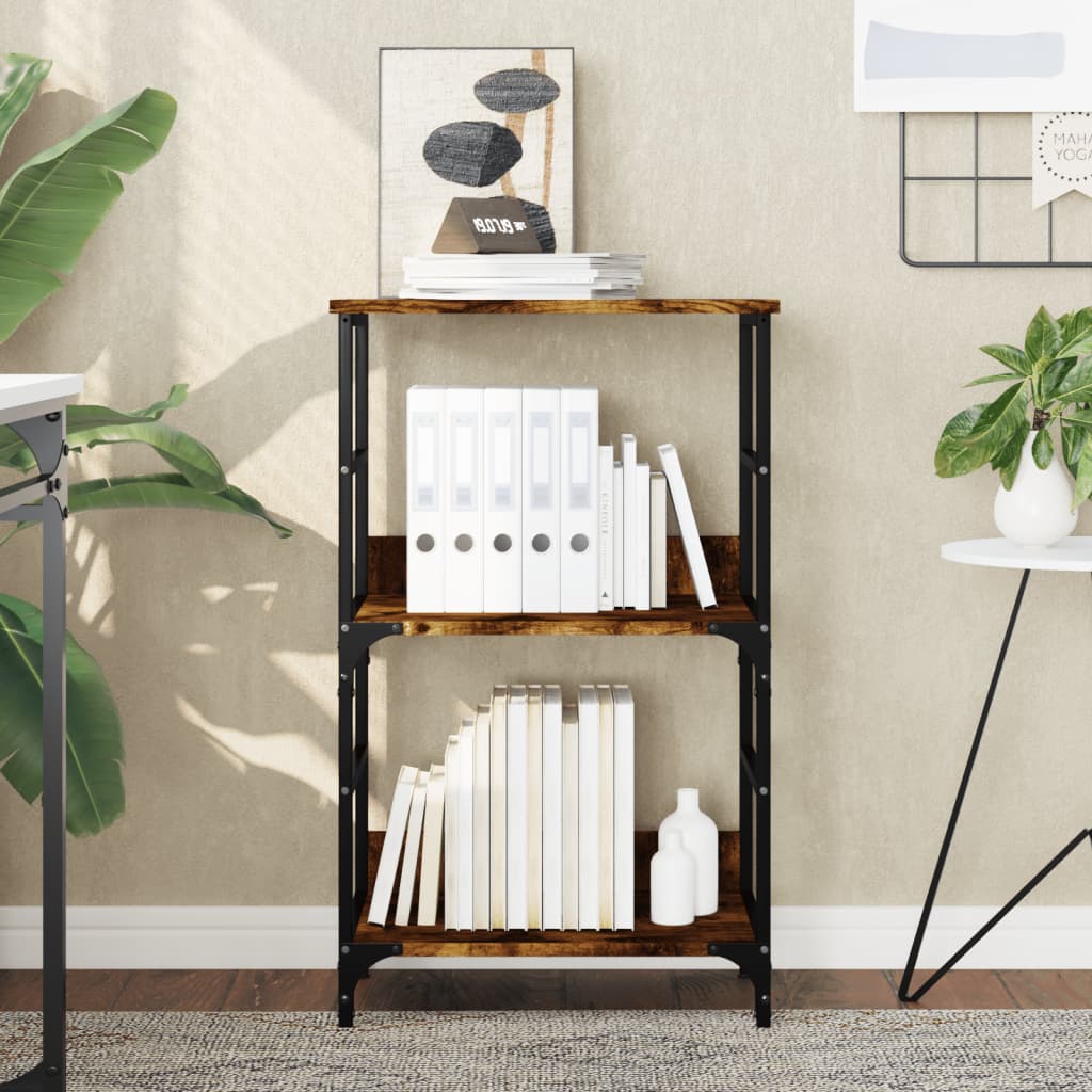 Boekenrek 50X33X82 Cm Bewerkt Hout Gerookt Eikenkleurig