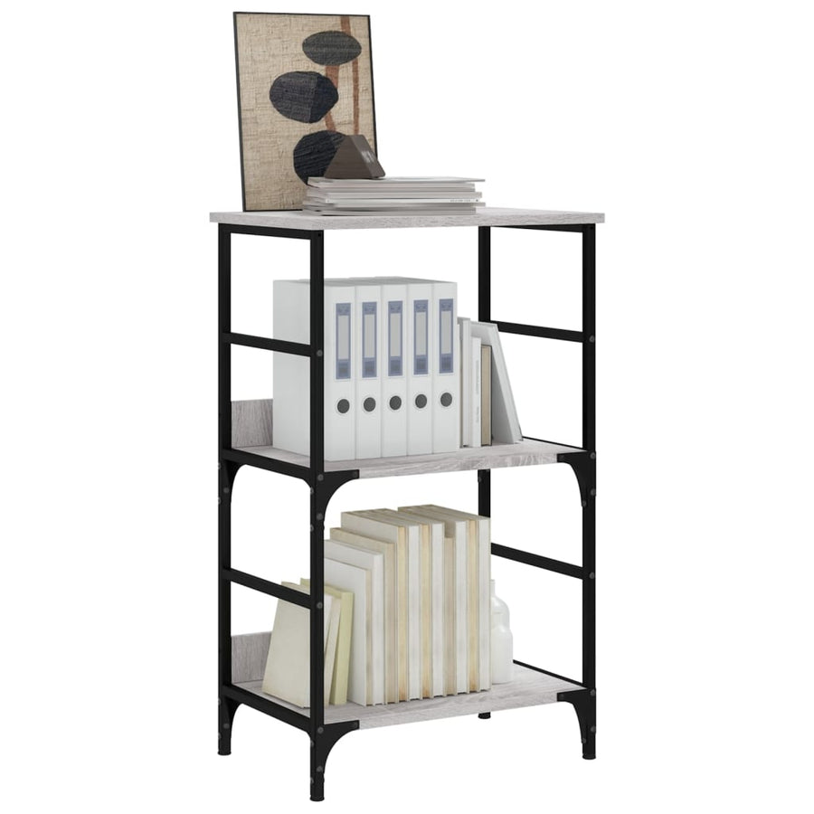 Boekenrek 50x33x82 cm bewerkt hout grijs sonoma eikenkleurig