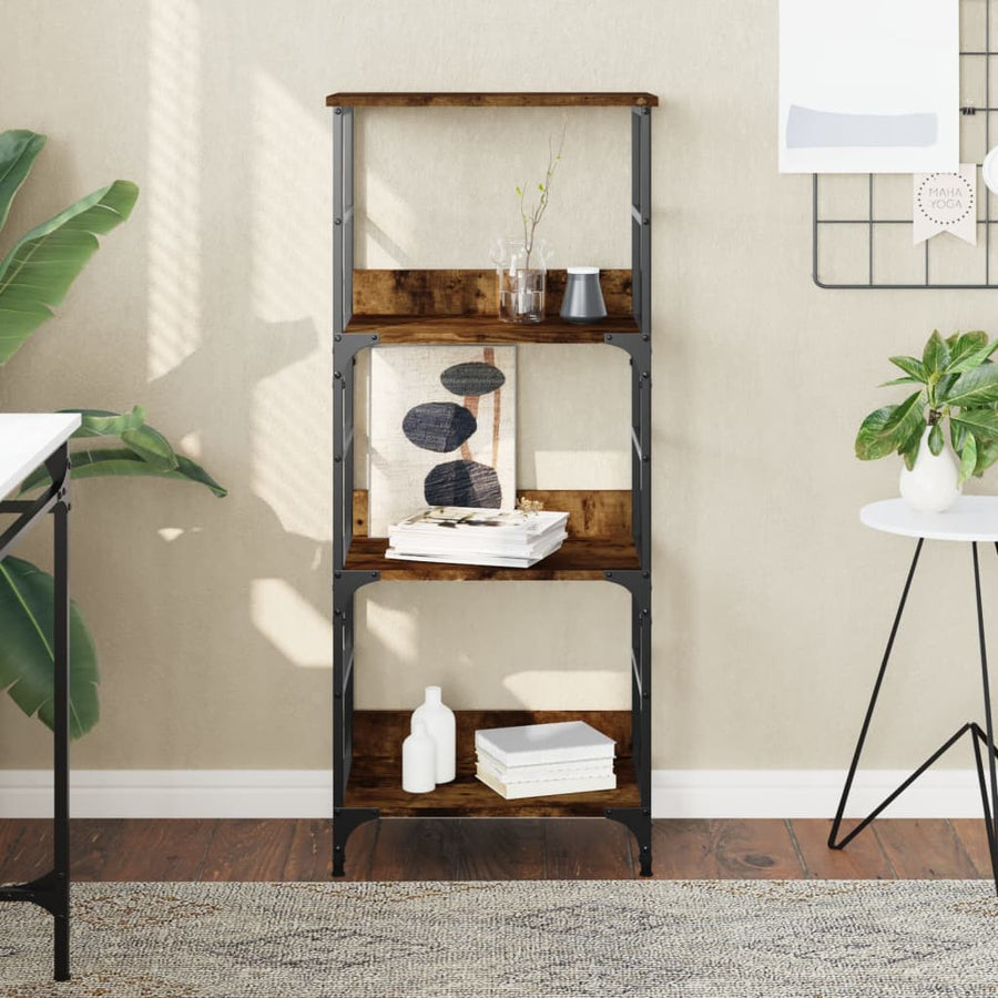 Boekenrek 50X33X117,5 Cm Bewerkt Hout Gerookt Eikenkleurig