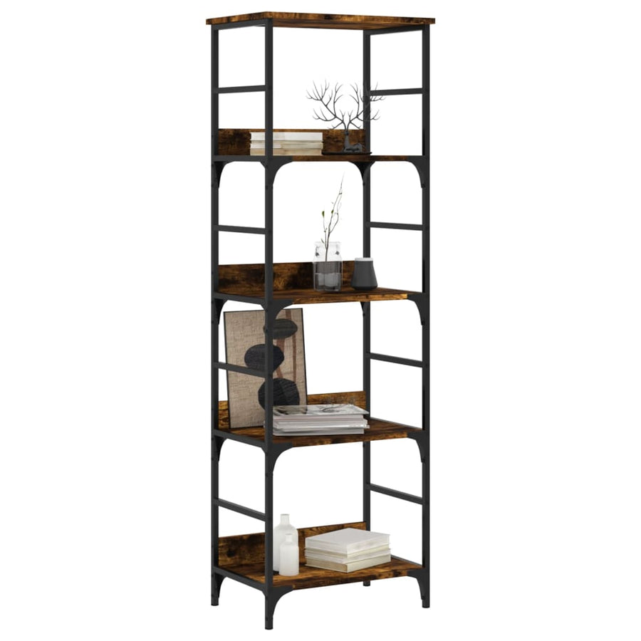 Boekenrek 50X33X153 Cm Bewerkt Hout Gerookt Eikenkleurig