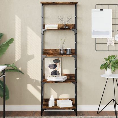 Boekenrek 50X33X153 Cm Bewerkt Hout Gerookt Eikenkleurig