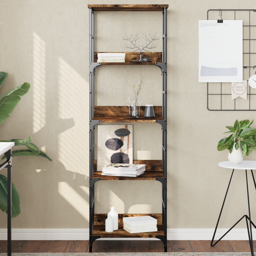 Boekenrek 50X33X153 Cm Bewerkt Hout Gerookt Eikenkleurig