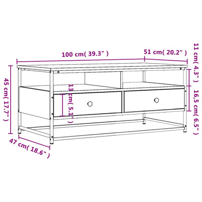 Salontafel Bewerkt Hout Kleurig 100 x 51 x 45 cm Sonoma eiken