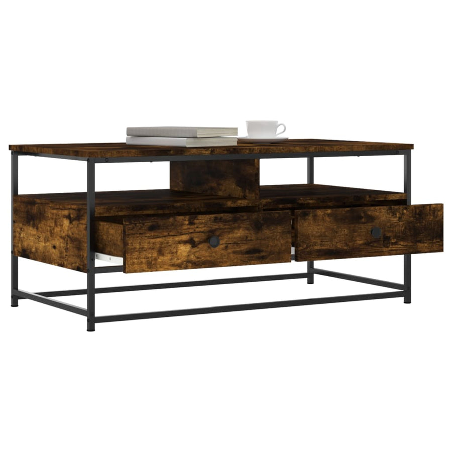 Salontafel Bewerkt Hout Kleurig 100 x 51 x 45 cm Gerookt eiken