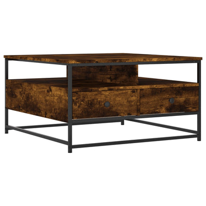 Salontafel Bewerkt Hout Kleurig 80 x 80 x 45 cm Gerookt eiken
