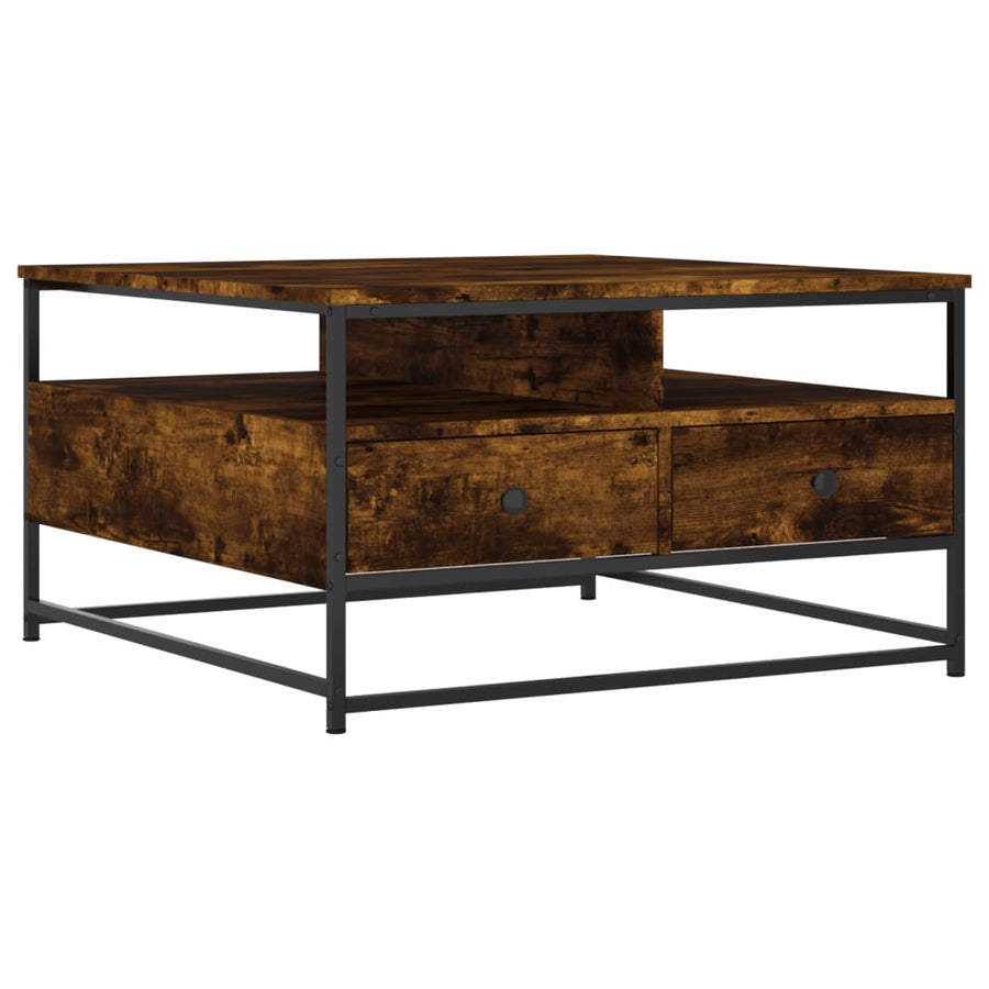Salontafel Bewerkt Hout Kleurig 80 x 80 x 45 cm Gerookt eiken