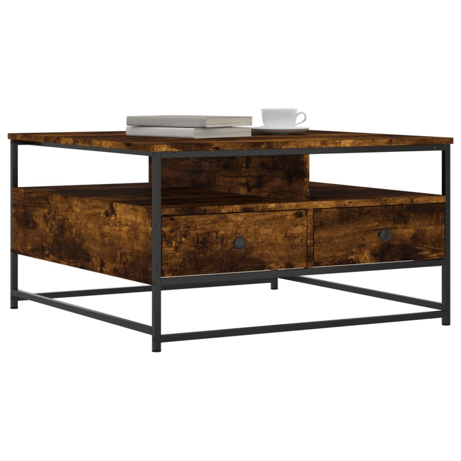 Salontafel Bewerkt Hout Kleurig 80 x 80 x 45 cm Gerookt eiken