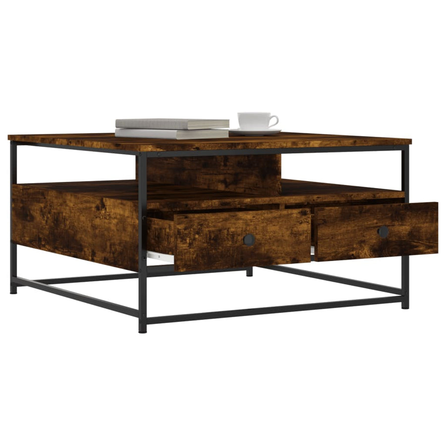 Salontafel Bewerkt Hout Kleurig 80 x 80 x 45 cm Gerookt eiken